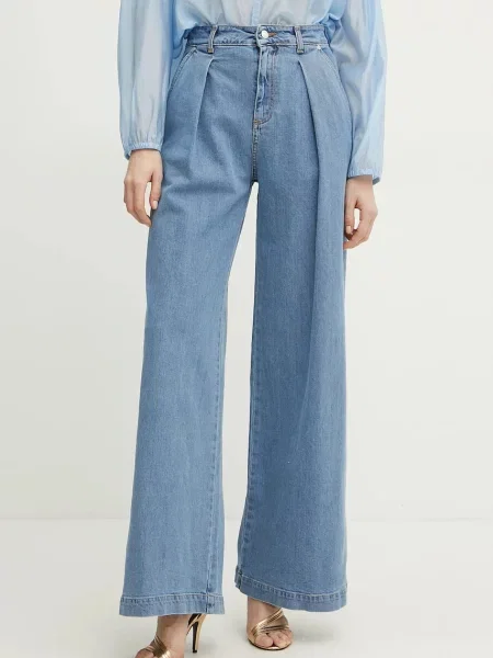 Blugi Ermanno Scervino cu talie înaltă albastru