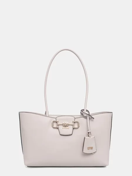 Kožená shopper kabelka Guess béžová