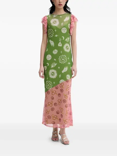 Rochie midi Never Fully Dressed cu imagine verde