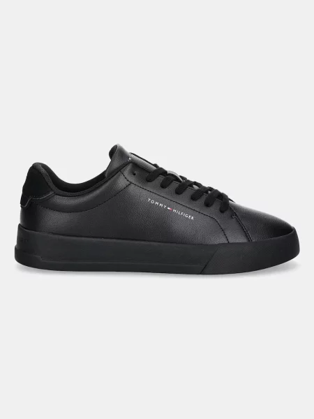 Kožené členkové topánky Tommy Hilfiger čierna
