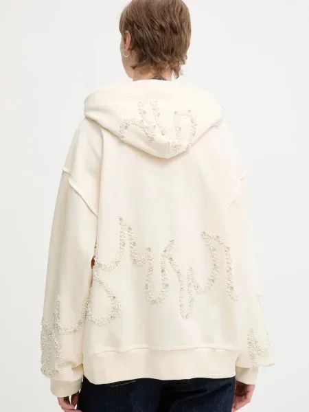 Кофта Barrow з капюшоном з аплікацією бежевий