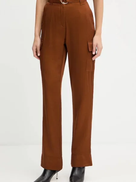 Morgan spodnie szerokie high waist PVIRA.F brązowy