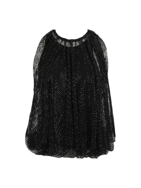 Top Sportmax z siateczką z kryształkami z siateczki czarny