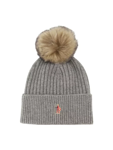 Czapka Moncler z kaszmiru szara