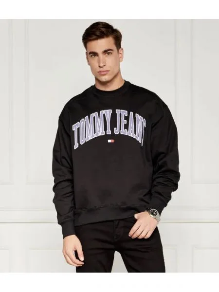 Tommy Jeans Hanorac BOXY POP VARSITY CREW | Relaxed fit negru