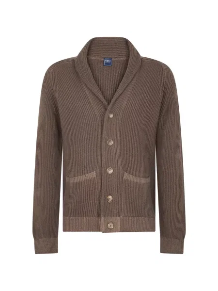 Gulerat cardigan Fedeli tricotate maro