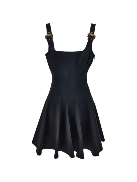 Rochie din denim Versace Jeans Couture evazată de costum negru