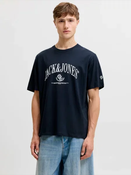 JACK & JONES Tricou JORFREDERIKSBERG albastru închis alb