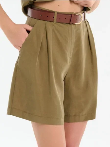 Шорти зі складками темно-зелений зелені