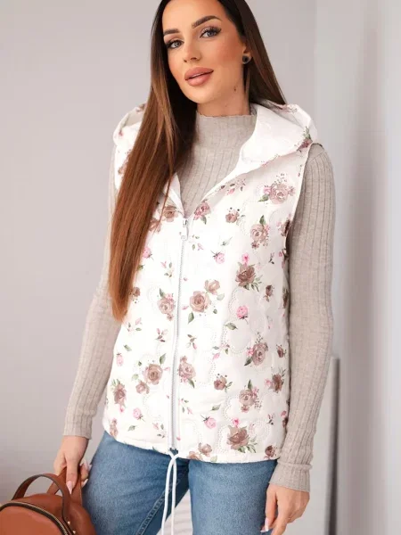 Vestă Kesi Włoski cu glugă alb