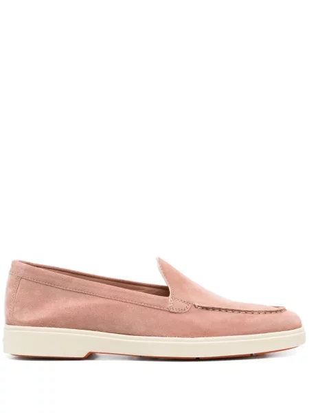 Pantofi loafer Santoni din piele de căprioară roz