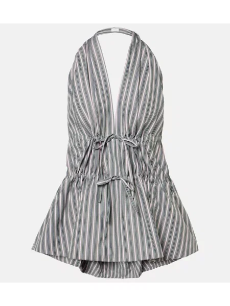 Top Dries Van Noten w paski z dekoltem halter zielony