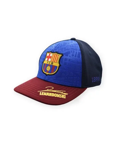 Czapka baseballowa FC Barcelona z podpisem Lewandowskiego niebieska
