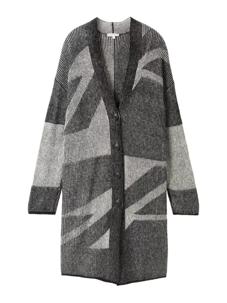 TOM TAILOR Geacă tricotată gri deschis / gri închis / amestecat negru