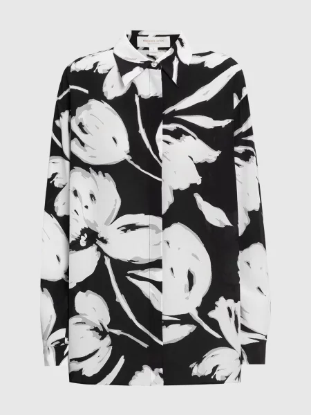 Блуза із шовку в квітковий принт Michael Kors чорна