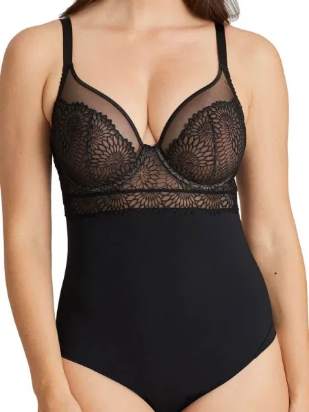 Кружевное боди чорне