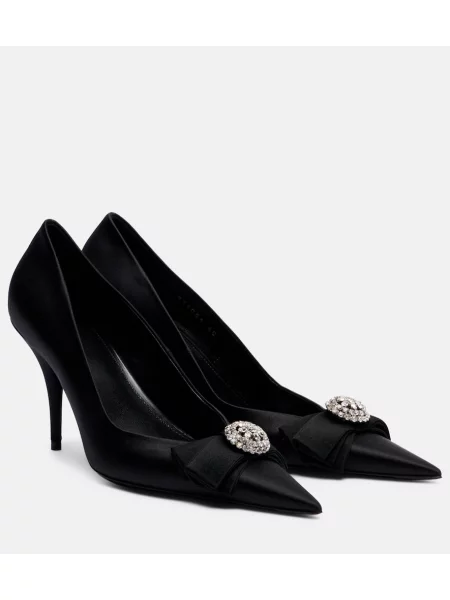 Satynowe spodnie Balenciaga czarne