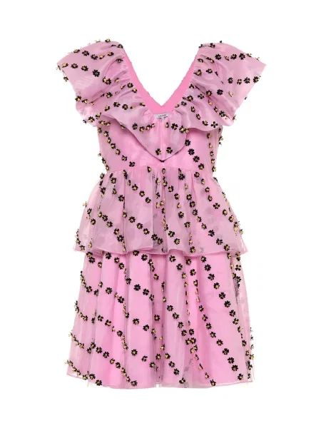 Rochie Ganni cu model floral de costum roz