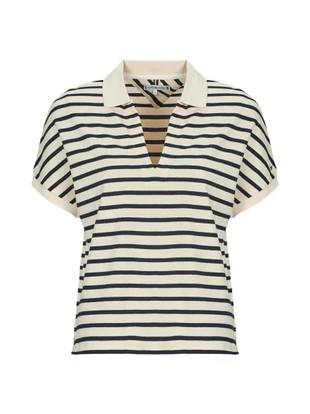 Polo Tommy Hilfiger din lyocell alb