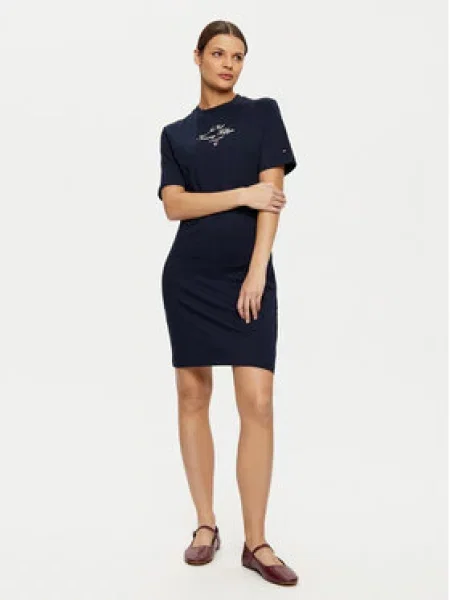 Tommy Hilfiger Každodenní šaty Short Sleeve Short Dress Tmavomodrá