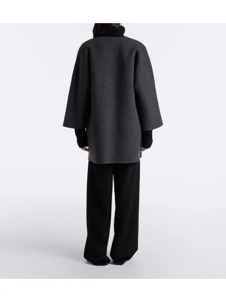 Pantaloni The Row de lână negru