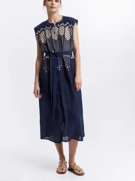 Cu centură rochie Greek Archaic Kori albastru