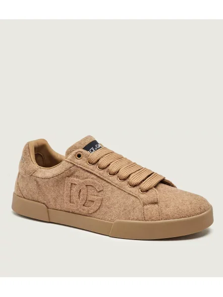 Dolce & Gabbana De lână sneakers Portofino M cu adaos de piele bej