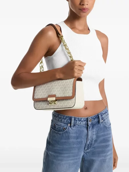 Geantă shopper Michael Michael Kors cu autograf maro