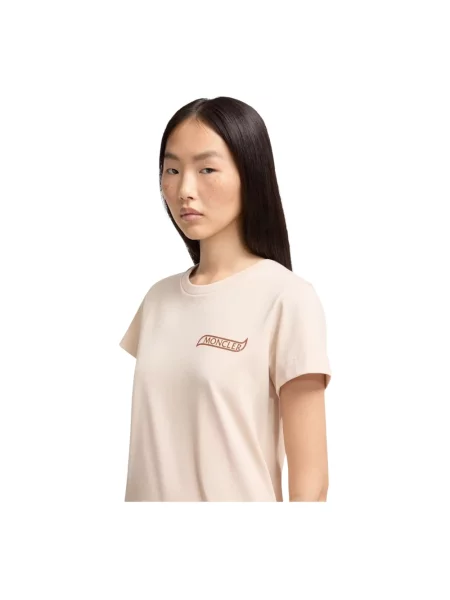 Koszulka Moncler z logo beżowa