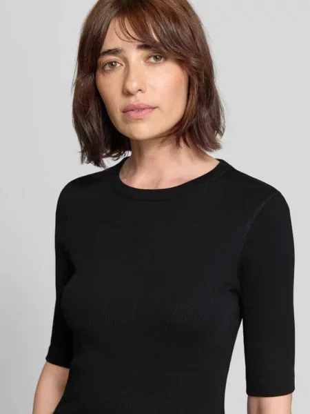 T-shirt w efekcie prążkowania model SELAY' Drykorn czarna