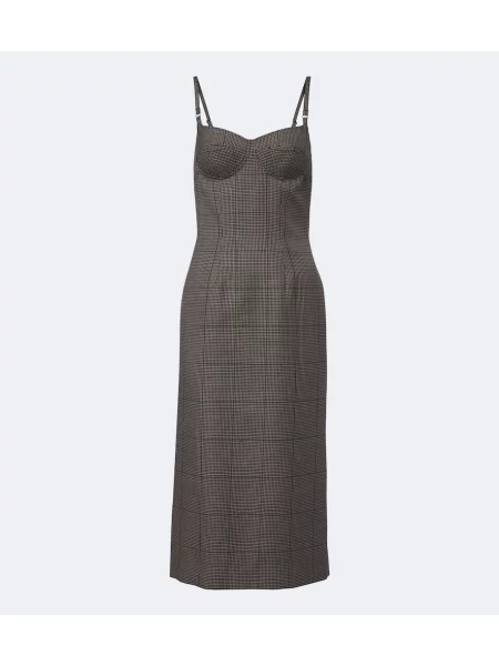 Rochie midi Mugler de lână cu model pepito maro
