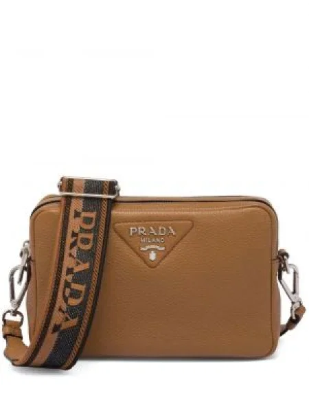 Crossbody torbica Prada s autogramom smeđa