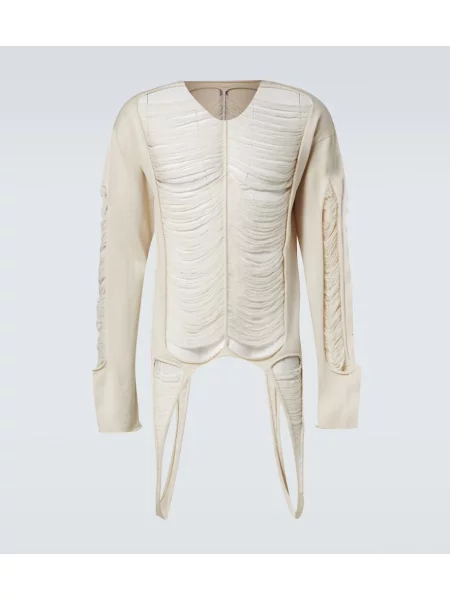 Vlněný svetr Rick Owens s oděrkami bílý