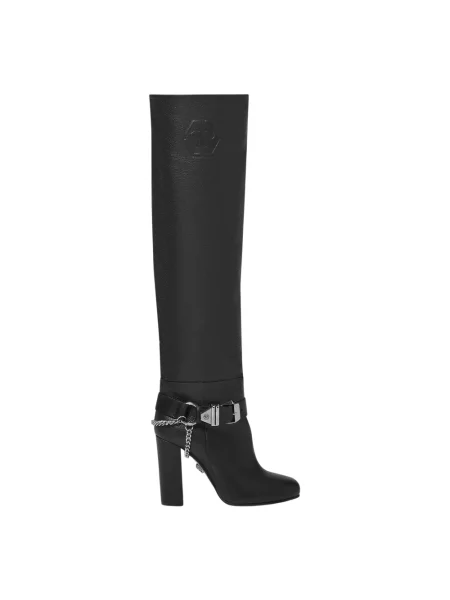 Kozaki Philipp Plein skórzane czarne