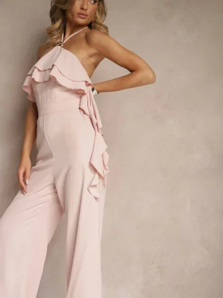 Asymetryczny Kombinezon Ozdobiony Metaliczną Aplikacją Tilfina różowy