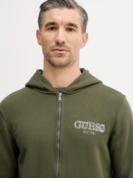 Свитер Guess с капюшоном с аппликацией зеленый