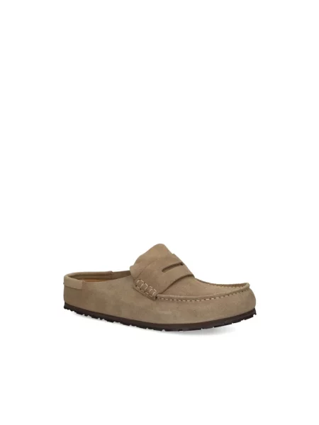 Klapki Birkenstock skórzane beżowe