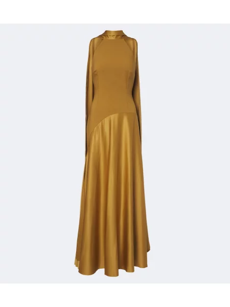 Rochie Solace London din satin cu gât halter galben