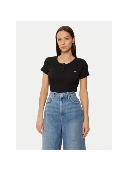 Tommy Jeans Póló Slim Fit fekete