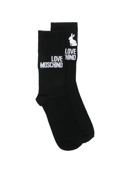 Șosete Love Moschino cu autograf negru