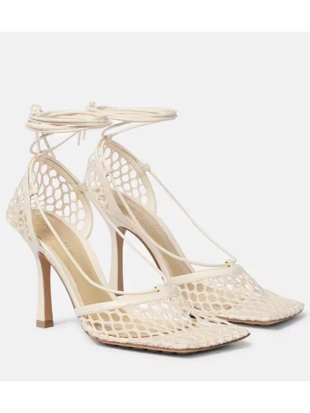 Kožené lodičky Bottega Veneta bílé