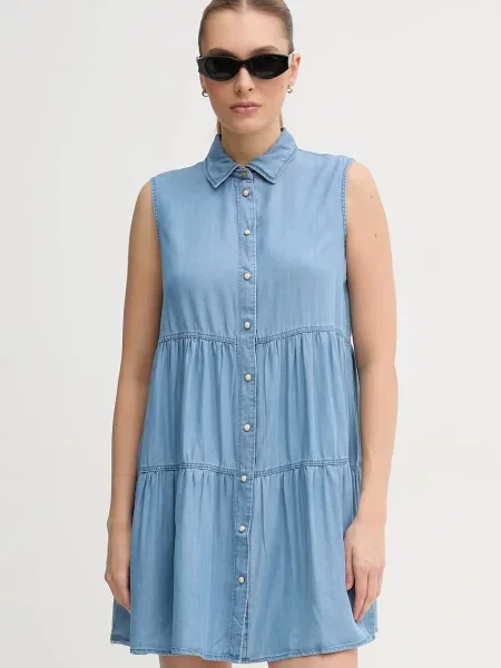 Pepe Jeans sukienka ARYA mini rozkloszowana niebieski