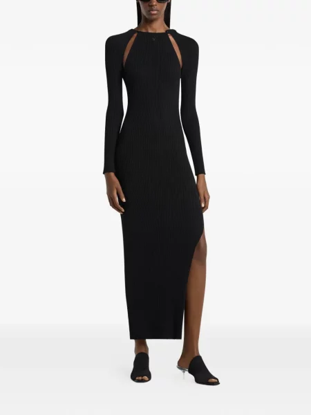 Rochie Courreges lungă de costum cu nervuri negru