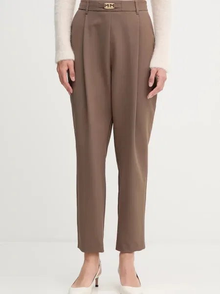 Gaudi spodnie fason cygaretki high waist brązowy