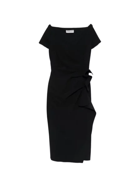 Sukienka midi Chiara Boni La Petite Robe z falbankami do kolan garniturowa czarna