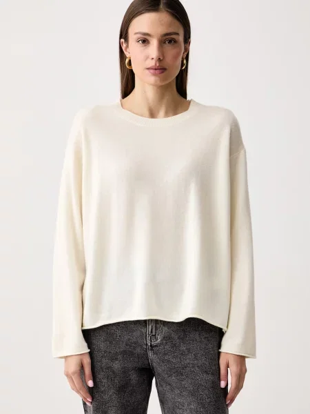 United Colors of Benetton sweter wełniany z dodatkiem kaszmiru beżowy