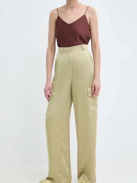 Marella pantaloni femei lat high waist verde