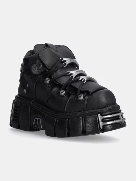 New Rock sneakers Negro Tower + Negro Acero negru