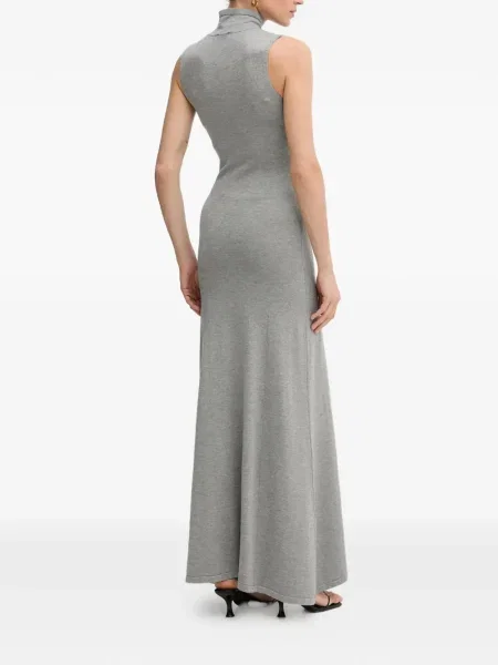 Rochie maxi Bardot fără mâneci de costum gri