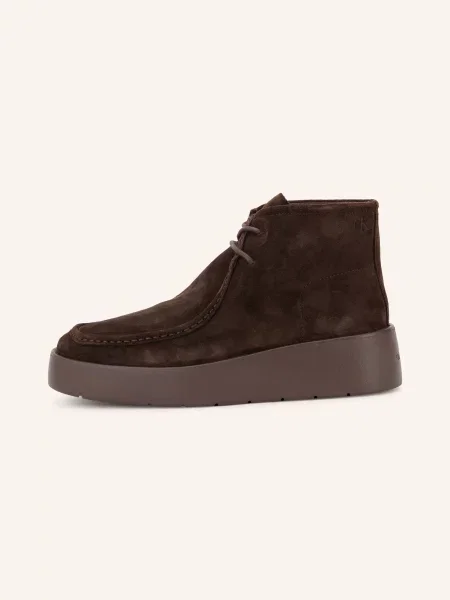 Calvin Klein botki na platformie FLATF LACE UP APR CUT BOOT brązowe